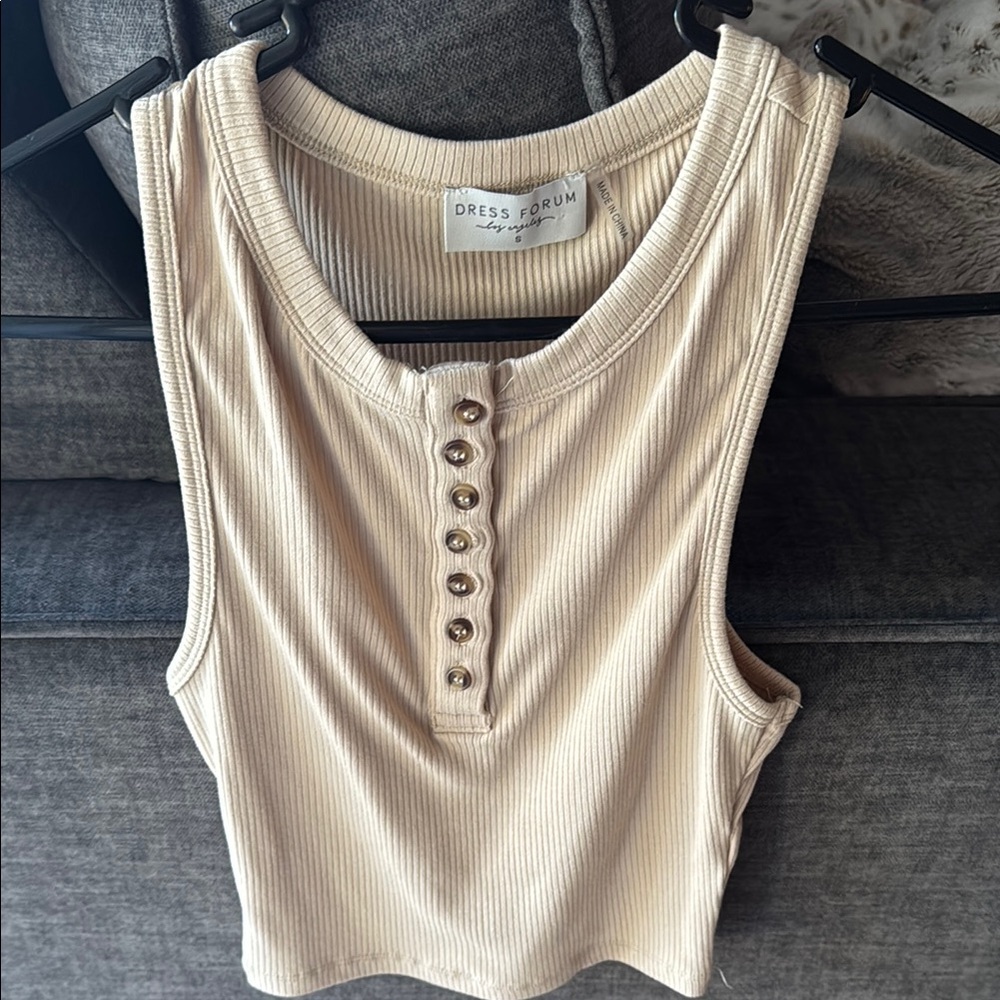 Dress Forum Cream Ribbed Tank Top